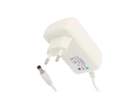 POSB24050A-WH 24V/0.5A/12W biały, adapter horyzontalny, gniazdo AC:CEE7/16. wtyk DC:2.1/5.5(+)