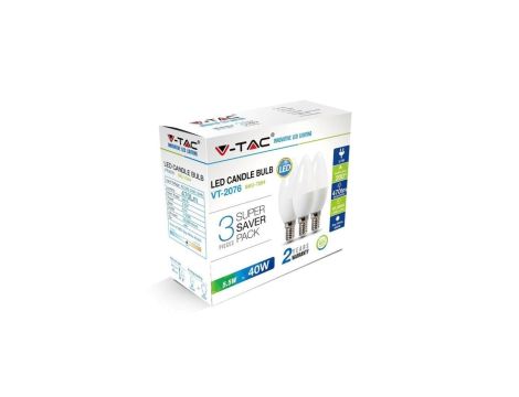 Żarówka LED E14 230V 5,5W 470lm 2700K IP20 barwa ciepła WW V-TAC VT-2076 3 sztuki