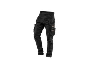 Długie spodnie monterskie, robocze 5-kieszeniowe DENIM jeansowe czarne rozmiar S/48 NEO 81-233-S