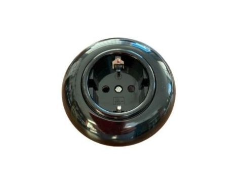 Gniazdo pojedyncze podtynkowe z ramką schuko 2P+Z 16A czarny połysk LOFTICA