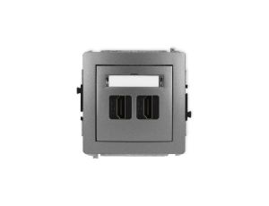 DECO Mechanizm gniazda podwójnego HDMI 2.1, 8K grafitowy 11DHDMI-6
