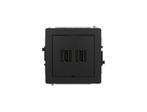 DECO Mechanizm gniazda podwójnego HDMI 2.1, 8K, bez pola opisowego czarny mat 12DHDMIBO-6