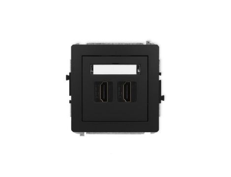 DECO Mechanizm gniazda podwójnego HDMI 2.1, 8K czarny mat 12DHDMI-6