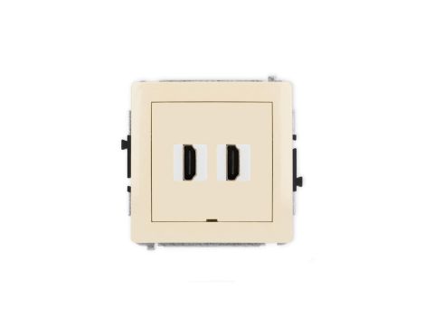 DECO Mechanizm gniazda podwójnego HDMI 2.1, 8K, bez pola opisowego beżowy 1DHDMIBO-6