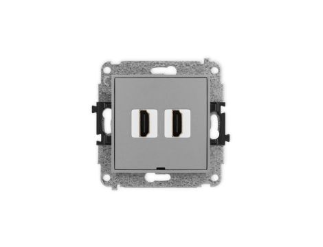 ICON Mechanizm gniazda podwójnego HDMI 2.1, 8K, bez pola opisowego szary mat 27IHDMIBO-6