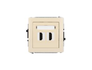 DECO Mechanizm gniazda podwójnego HDMI 2.1, 8K beżowy 1DHDMI-6