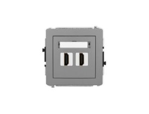 DECO Mechanizm gniazda podwójnego HDMI 2.1, 8K szary mat 27DHDMI-6