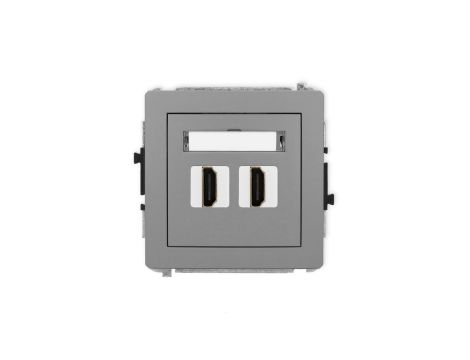 DECO Mechanizm gniazda podwójnego HDMI 2.1, 8K szary mat 27DHDMI-6