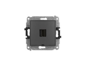 ICON Mechanizm gniazda pojedynczego HDMI 2.1, 8K, bez pola opisowego grafitowy mat 28IHDMIBO-5