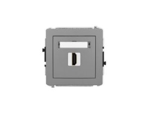 DECO Mechanizm gniazda pojedynczego HDMI 2.1, 8K szary mat 27DHDMI-5