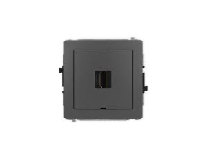 DECO Mechanizm gniazda pojedynczego HDMI 2.1, 8K, bez pola opisowego grafitowy mat 28DHDMIBO-5