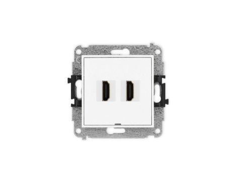 ICON Mechanizm gniazda podwójnego HDMI 2.1, 8K, bez pola opisowego biały IHDMIBO-6