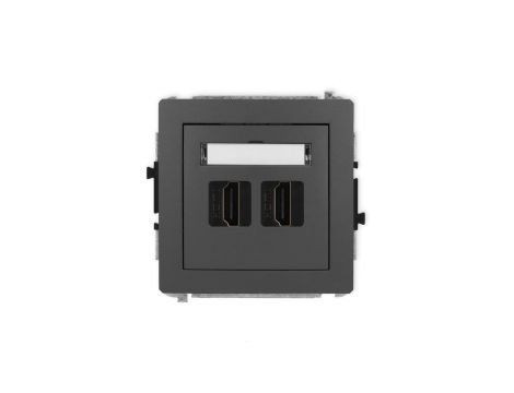DECO Mechanizm gniazda podwójnego HDMI 2.1, 8K grafitowy mat 28DHDMI-6