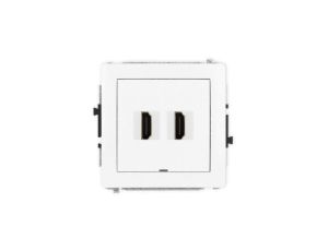 DECO Mechanizm gniazda podwójnego HDMI 2.1, 8K, bez pola opisowego biały DHDMIBO-6
