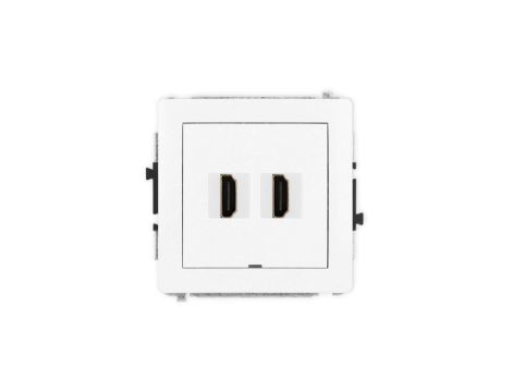 DECO Mechanizm gniazda podwójnego HDMI 2.1, 8K, bez pola opisowego biały DHDMIBO-6