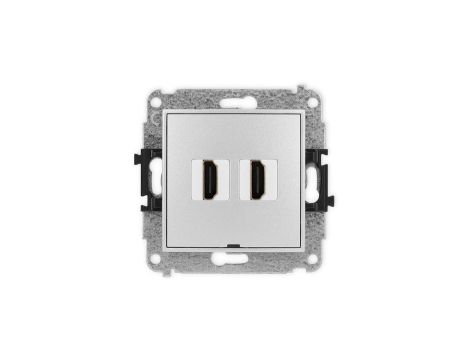 ICON Mechanizm gniazda podwójnego HDMI 2.1, 8K, bez pola opisowego srebrny metalik 7IHDMIBO-6