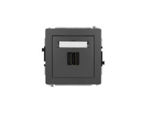 DECO Mechanizm gniazda pojedynczego HDMI 2.1, 8K grafitowy mat 28DHDMI-5