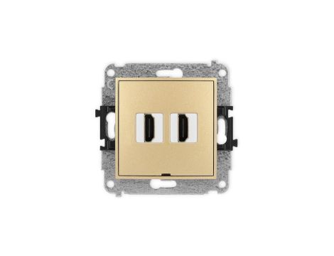ICON Mechanizm gniazda podwójnego HDMI 2.1, 8K, bez pola opisowego złoty 29IHDMIBO-6