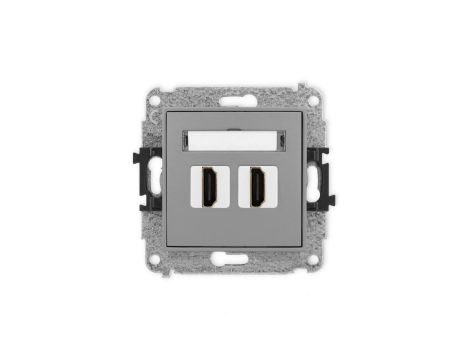 MINI Mechanizm gniazda podwójnego HDMI 2.1, 8K szary mat 27MHDMI-6