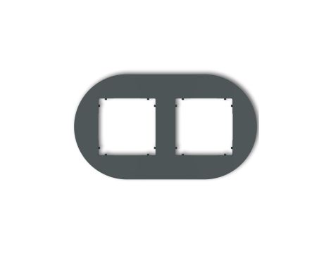 MINI Ramka uniwersalna podwójna okrągła z tworzywa grafitowy mat 28MRTO-2