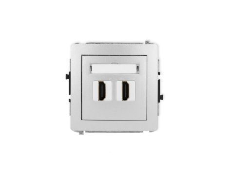 DECO Mechanizm gniazda podwójnego HDMI 2.1, 8K srebrny metalik 7DHDMI-6