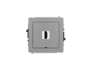 DECO Mechanizm gniazda pojedynczego HDMI 2.1, 8K, bez pola opisowego szary mat 27DHDMIBO-5