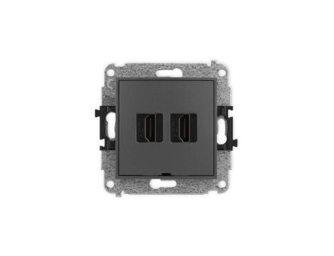 ICON Mechanizm gniazda podwójnego HDMI 2.1, 8K, bez pola opisowego grafitowy mat 28IHDMIBO-6