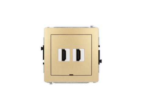 DECO Mechanizm gniazda podwójnego HDMI 2.1, 8K, bez pola opisowego złoty 29DHDMIBO-6