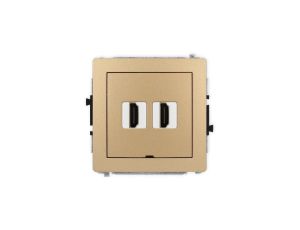DECO Mechanizm gniazda podwójnego HDMI 2.1, 8K, bez pola opisowego złoty metalik 8DHDMIBO-6