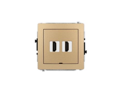DECO Mechanizm gniazda podwójnego HDMI 2.1, 8K, bez pola opisowego złoty metalik 8DHDMIBO-6