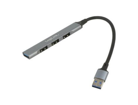 Hub USB, USB A gniazdo x4, USB A wtyk, USB 3.0, PnP, szary, 5Gbps UA0391