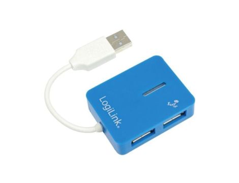 Hub USB, USB A gniazdo x4, USB A wtyk, USB 2.0, PnP, niebieski UA0136