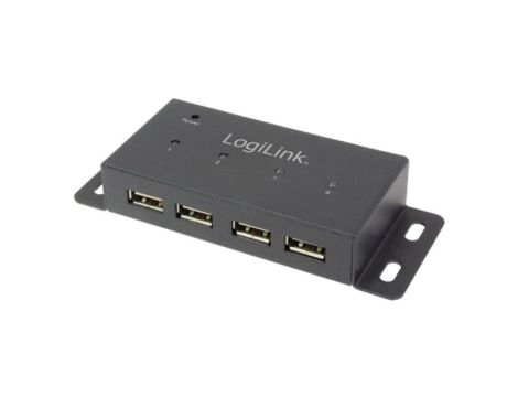 Hub USB, DC, USB A gniazdo x4, USB 2.0, mocowany na blacie, PnP UA0141A