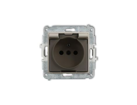ICON Mechanizm gniazda bryzgoszczelnego z uziemieniem 2P+Z (klapka dymna, przesłony torów prądowych) taupe 60IGPB-1zdp