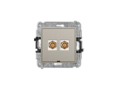 ICON Mechanizm gniazda antenowego podwójnego typu F (SAT) pozłacany, bez pola opisowego taupe 60IGFBO-2.1