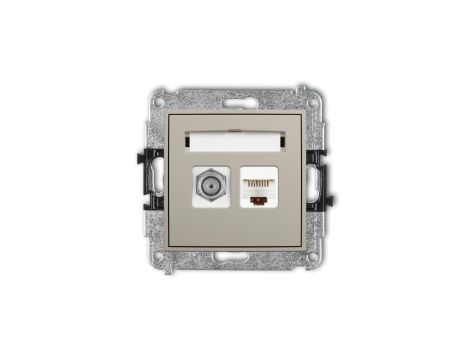 ICON Mechanizm gniazda antenowego poj. typu F (SAT) + gniazda komp. poj. 1xRJ45, kat. 5e, 8-stykowy taupe 60IGFK-1