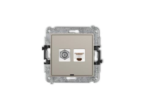 ICON Mechanizm gniazda antenowego poj. typu F (SAT) + gniazda komp. poj. 1xRJ45, kat. 5e, 8-stykowy, bez opisu taupe 60IGFKBO-1