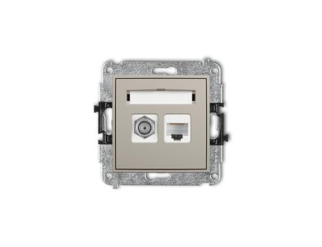 ICON Mechanizm gniazda antenowego poj. typu F (SAT) + gniazda komp. poj. 1xRJ45, kat. 6, 8-stykowy taupe 60IGFK-3