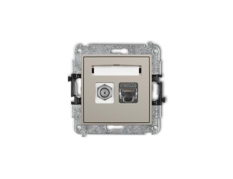 ICON Mechanizm gniazda antenowego poj. typu F (SAT) + gniazda komp. poj. 1xRJ45, kat. 6 ekranowany, 8-stykowy taupe 60IGFK-5