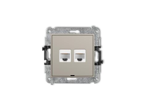ICON Mechanizm gniazda komputerowego podwójnego 2xRJ45, kat. 5e, 8-stykowy, bez pola opisowego taupe 60IGKBO-2