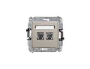 ICON Mechanizm gniazda komputerowego podwójnego 2xRJ45, kat. 6, ekranowany, 8-stykowy taupe 60IGK-6