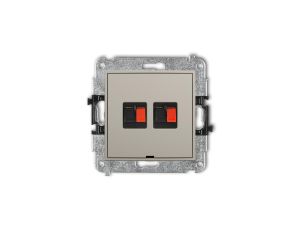 ICON Mechanizm gniazda głośnikowego podwójnego, bez pola opisowego taupe 60IGGBO-2
