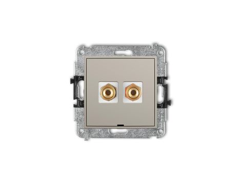 ICON Mechanizm gniazda głośnikowego poj., bez opisu (typu banan - czerwony i czarny, pozłacany, 4 mm2, skręcany) taupe 60IGGBO-4