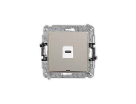 ICON Mechanizm gniazda pojedynczego 1xUSB C-C, bez pola opisowego taupe 60IGUSBBO-7