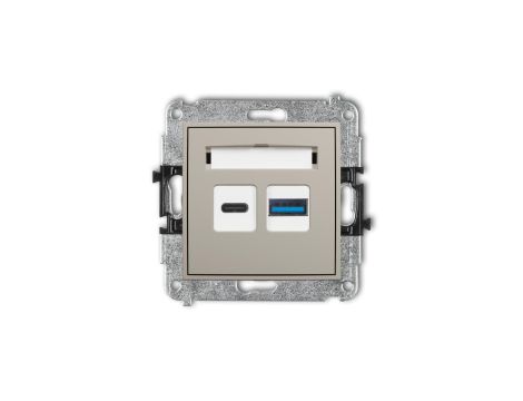 ICON Mechanizm ładowarki USB podwójnej USB C + USB A, 20W max. taupe 60ICUSB-8