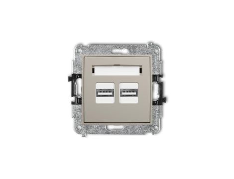 ICON Mechanizm ładowarki USB podwójnej 2xUSB A, 15,5W max., 5V, 3.1A taupe 60ICUSB-6