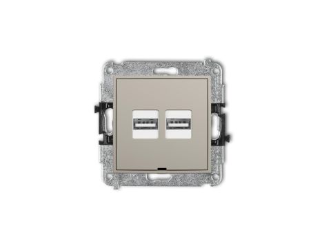 ICON Mechanizm ładowarki USB podwójnej 2xUSB A, 15,5W max., 5V, 3.1A, bez pola opisowego taupe 60ICUSBBO-6