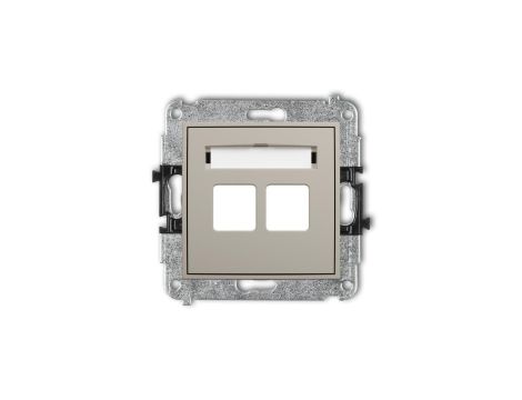 ICON Mechanizm gniazda multimedialnego podwójnego bez modułu (standard Keystone) taupe 60IGM-2P