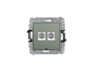 ICON Mechanizm gniazda antenowego podwójnego typu F (SAT) niklowany, bez pola opisowego szałwiowy 61IGFBO-2