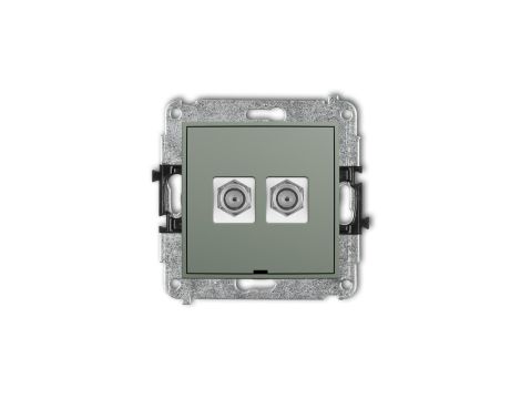 ICON Mechanizm gniazda antenowego podwójnego typu F (SAT) niklowany, bez pola opisowego szałwiowy 61IGFBO-2